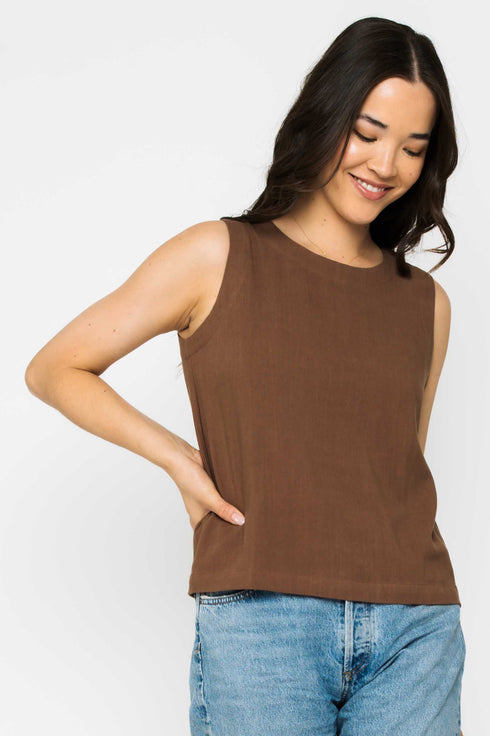 Keri-Sleeveless Woven Shell